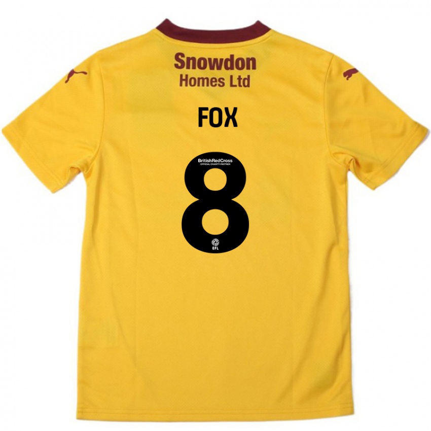 Kinderen Ben Fox #8 Oranje Bordeauxrood Uitshirt Uittenue 2024/25 T-Shirt