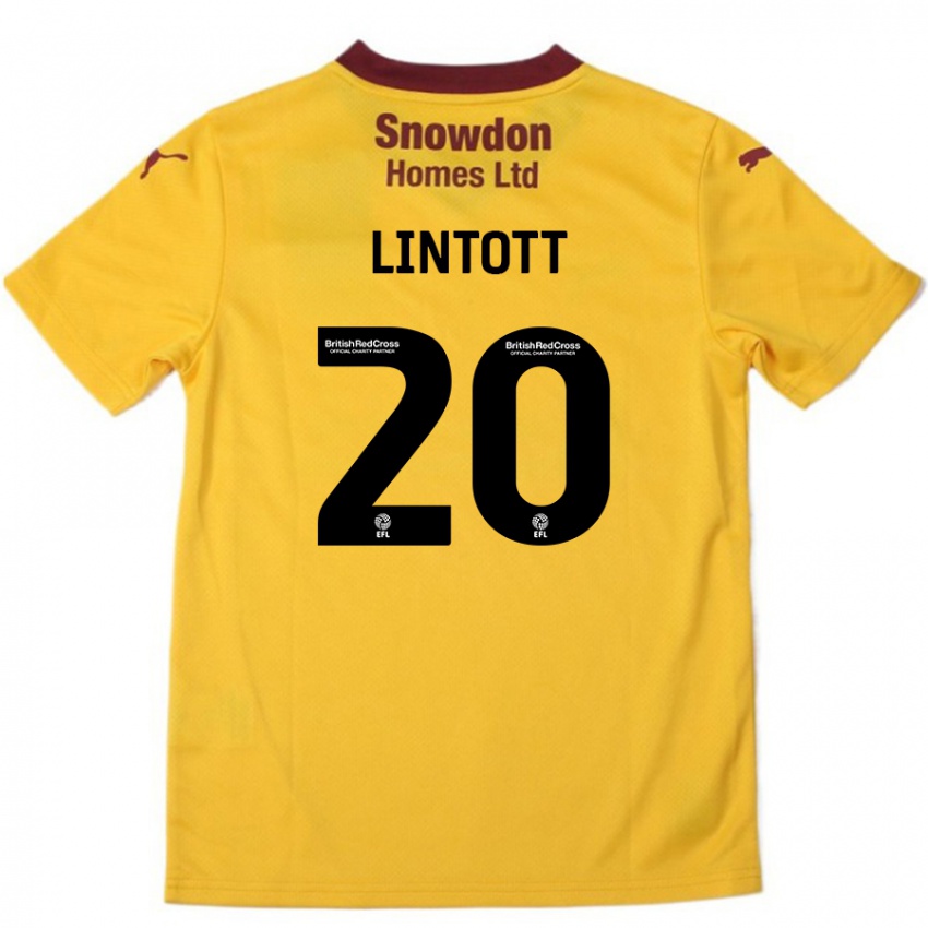 Kinderen Harvey Lintott #20 Oranje Bordeauxrood Uitshirt Uittenue 2024/25 T-Shirt