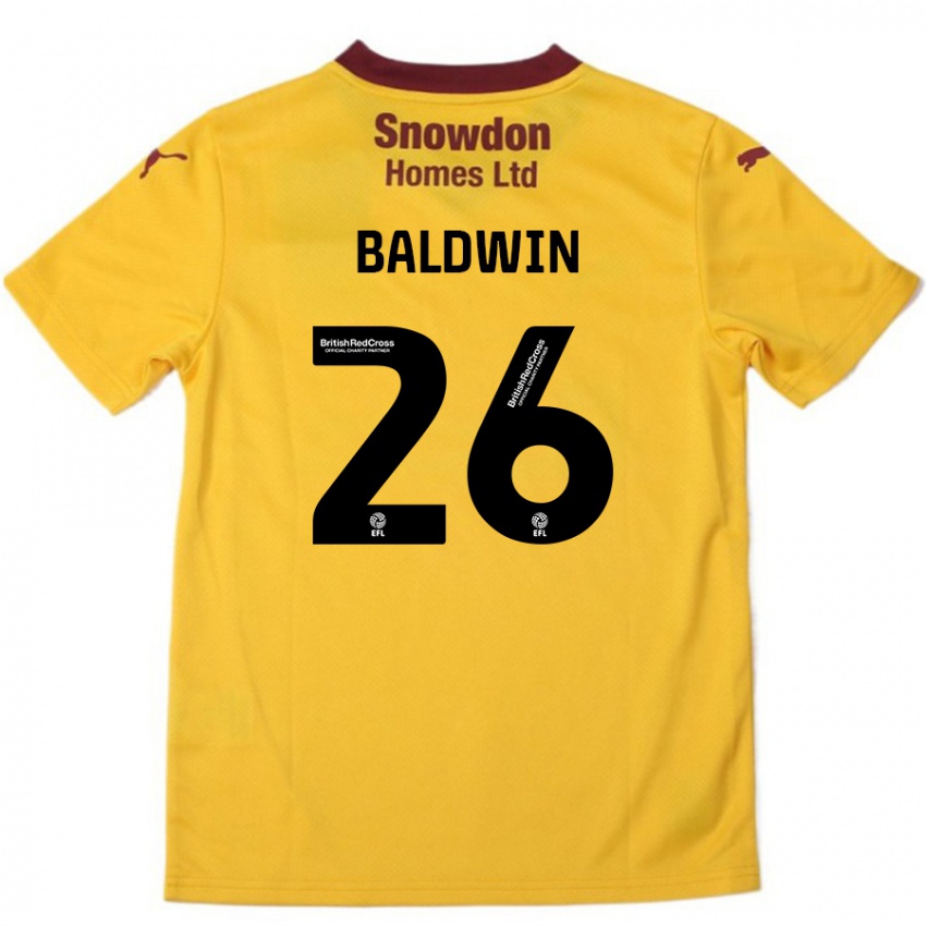 Kinderen Jack Baldwin #26 Oranje Bordeauxrood Uitshirt Uittenue 2024/25 T-Shirt