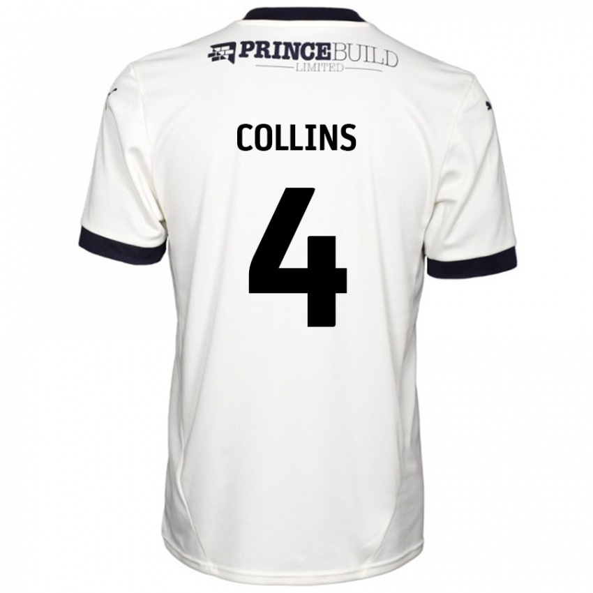 Kinderen Archie Collins #4 Gebroken Wit Zwart Uitshirt Uittenue 2024/25 T-Shirt