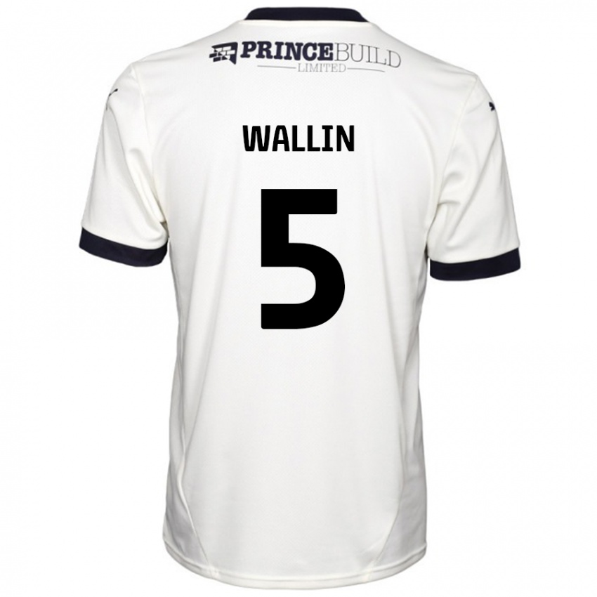 Kinderen Oscar Wallin #5 Gebroken Wit Zwart Uitshirt Uittenue 2024/25 T-Shirt