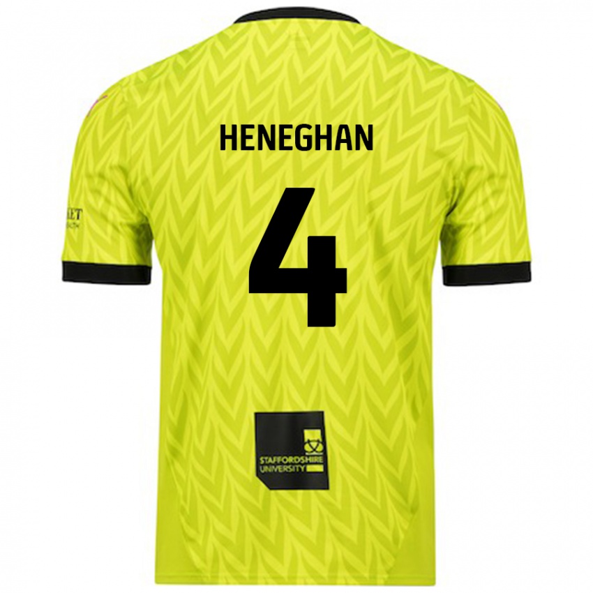 Kinderen Ben Heneghan #4 Fluorescerend Groen Uitshirt Uittenue 2024/25 T-Shirt