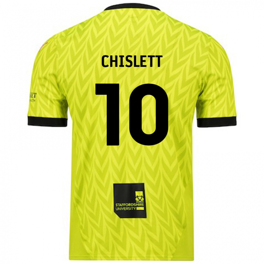 Kinderen Ethan Chislett #10 Fluorescerend Groen Uitshirt Uittenue 2024/25 T-Shirt