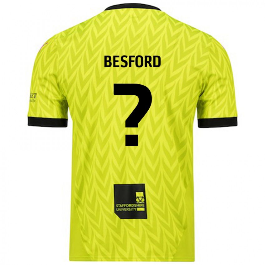 Kinderen Callum Besford #0 Fluorescerend Groen Uitshirt Uittenue 2024/25 T-Shirt