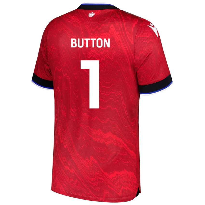 Kinderen David Button #1 Rood Zwart Uitshirt Uittenue 2024/25 T-Shirt