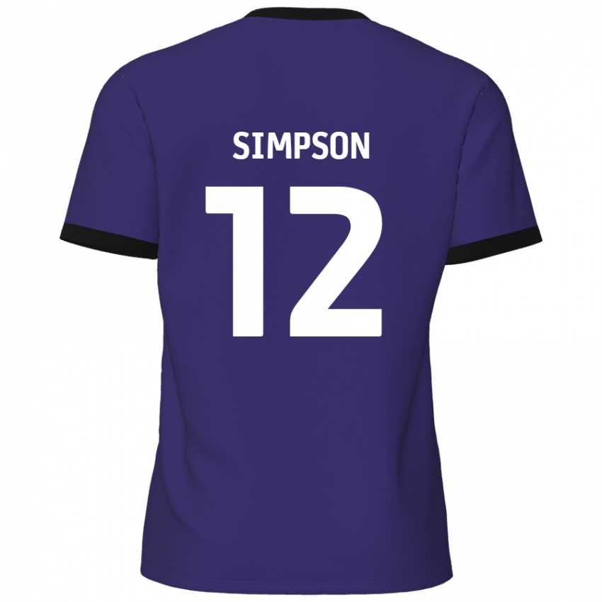 Kinderen Tyreece Simpson #12 Paars Uitshirt Uittenue 2024/25 T-Shirt