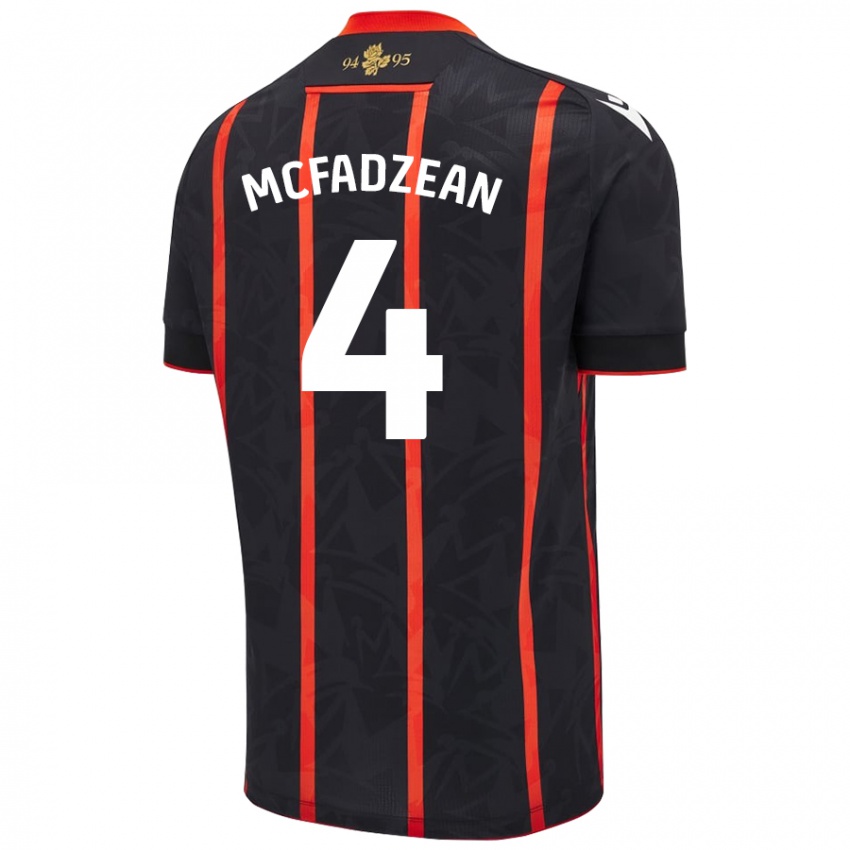 Kinderen Kyle Mcfadzean #4 Zwart Rood Uitshirt Uittenue 2024/25 T-Shirt