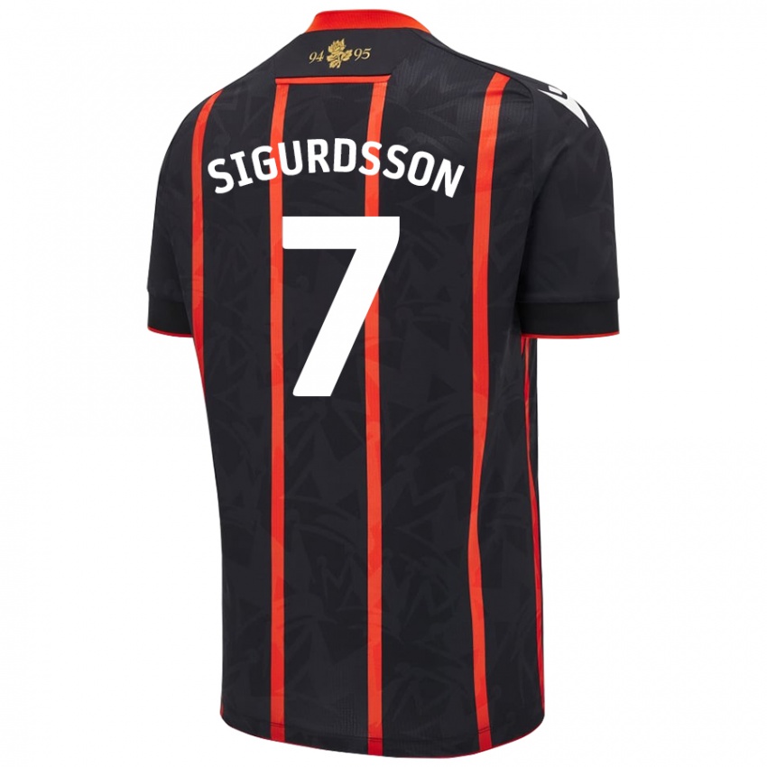 Kinderen Arnór Sigurdsson #7 Zwart Rood Uitshirt Uittenue 2024/25 T-Shirt