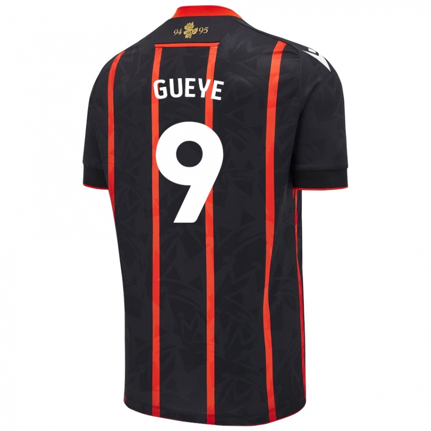 Kinderen Makhtar Gueye #9 Zwart Rood Uitshirt Uittenue 2024/25 T-Shirt