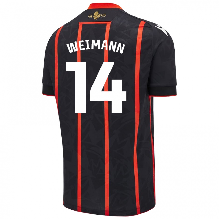 Kinderen Andreas Weimann #14 Zwart Rood Uitshirt Uittenue 2024/25 T-Shirt