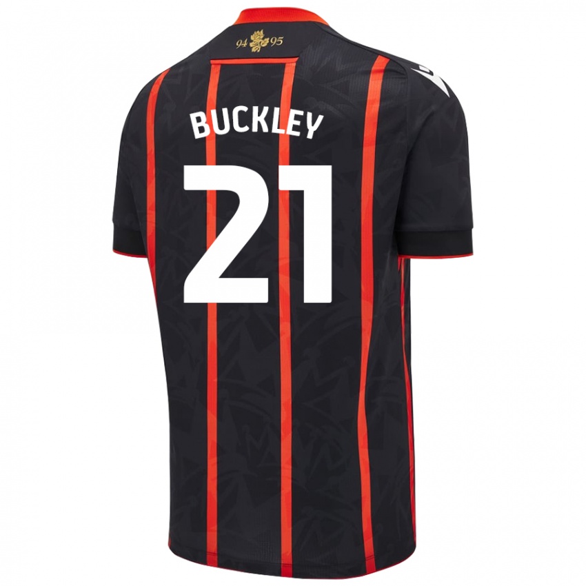 Kinderen John Buckley #21 Zwart Rood Uitshirt Uittenue 2024/25 T-Shirt