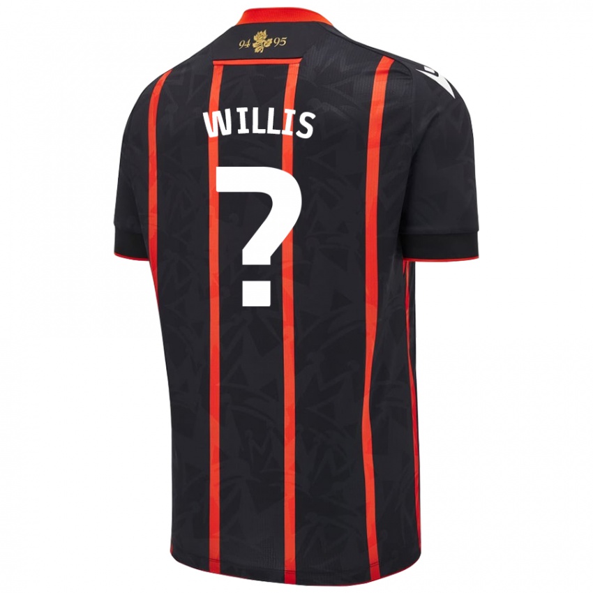 Kinderen Nathan Willis #0 Zwart Rood Uitshirt Uittenue 2024/25 T-Shirt