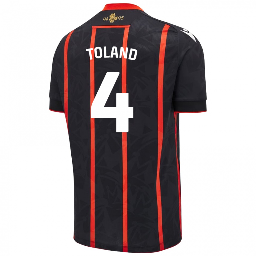 Kinderen Tyler Toland #4 Zwart Rood Uitshirt Uittenue 2024/25 T-Shirt