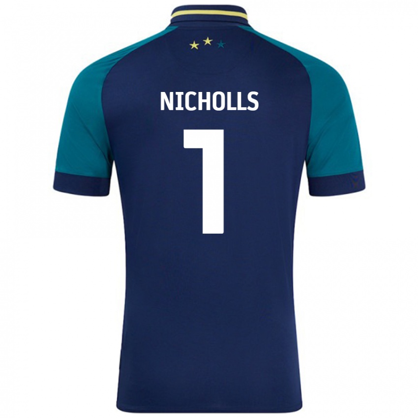 Kinderen Lee Nicholls #1 Marineblauw Donkergroen Uitshirt Uittenue 2024/25 T-Shirt