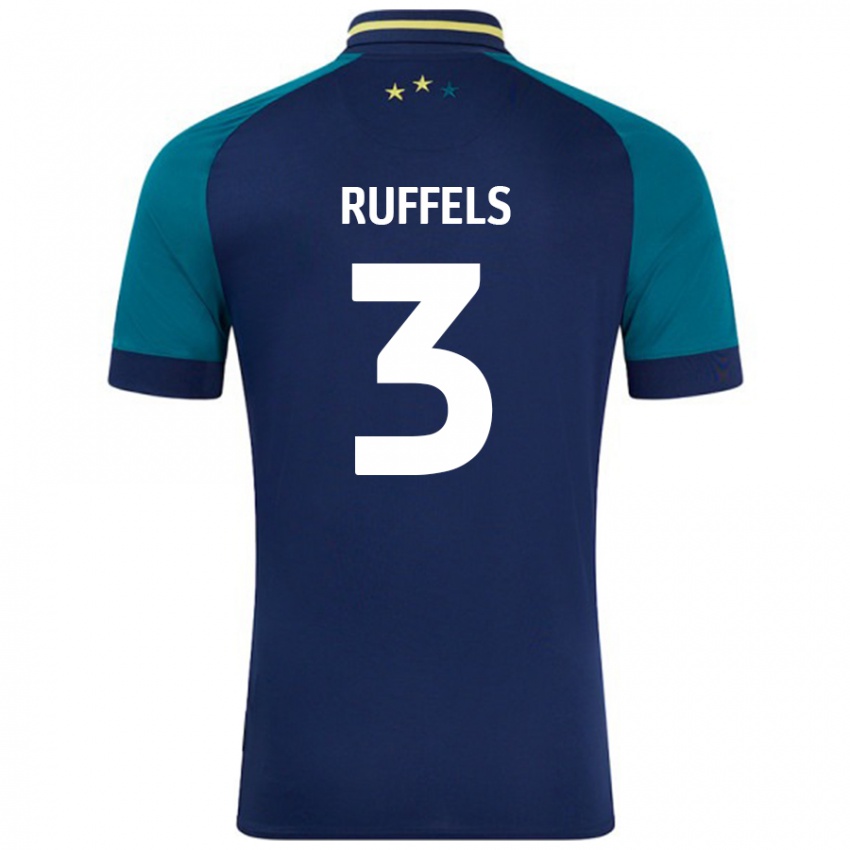 Kinderen Josh Ruffels #3 Marineblauw Donkergroen Uitshirt Uittenue 2024/25 T-Shirt