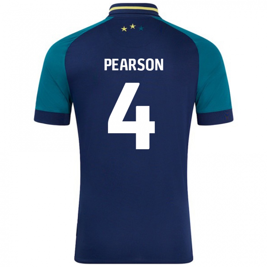 Kinderen Matty Pearson #4 Marineblauw Donkergroen Uitshirt Uittenue 2024/25 T-Shirt