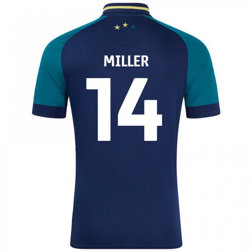 Kinderen Mickel Miller #14 Marineblauw Donkergroen Uitshirt Uittenue 2024/25 T-Shirt