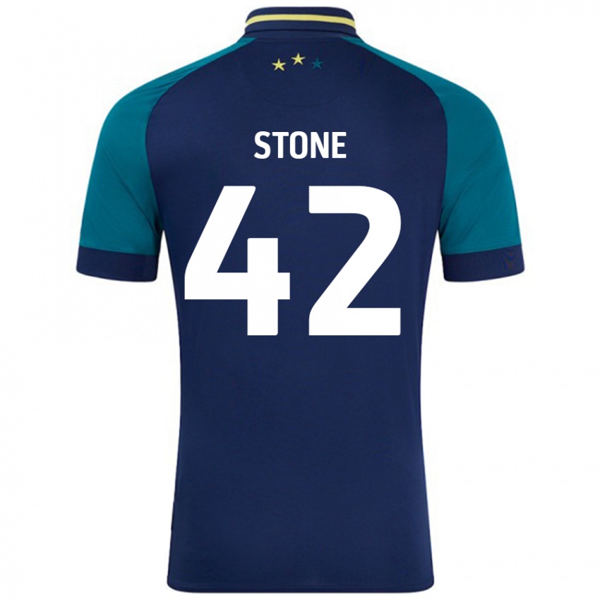 Kinderen Michael Stone #42 Marineblauw Donkergroen Uitshirt Uittenue 2024/25 T-Shirt