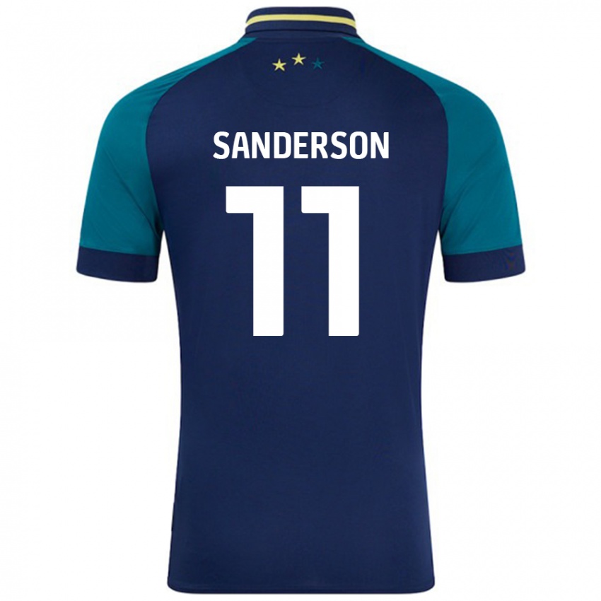 Kinderen Brittany Sanderson #11 Marineblauw Donkergroen Uitshirt Uittenue 2024/25 T-Shirt