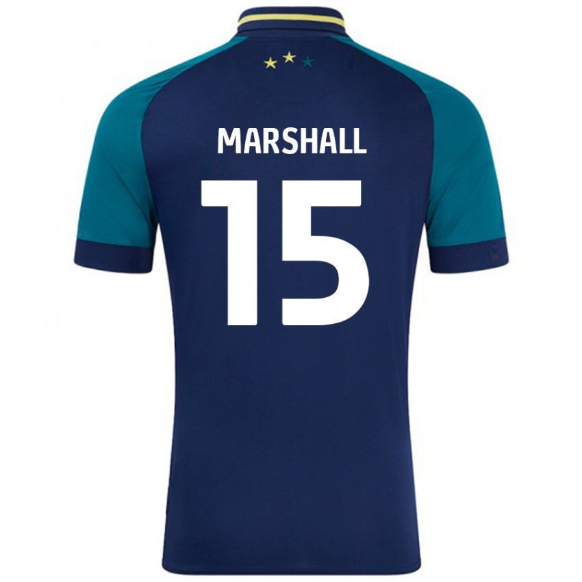 Kinderen Georgia Marshall #15 Marineblauw Donkergroen Uitshirt Uittenue 2024/25 T-Shirt