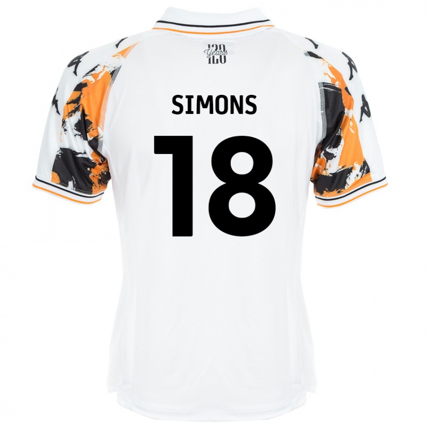 Kinderen Xavier Simons #18 Wit Uitshirt Uittenue 2024/25 T-Shirt