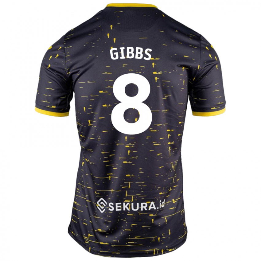 Kinderen Liam Gibbs #8 Zwart Geel Uitshirt Uittenue 2024/25 T-Shirt