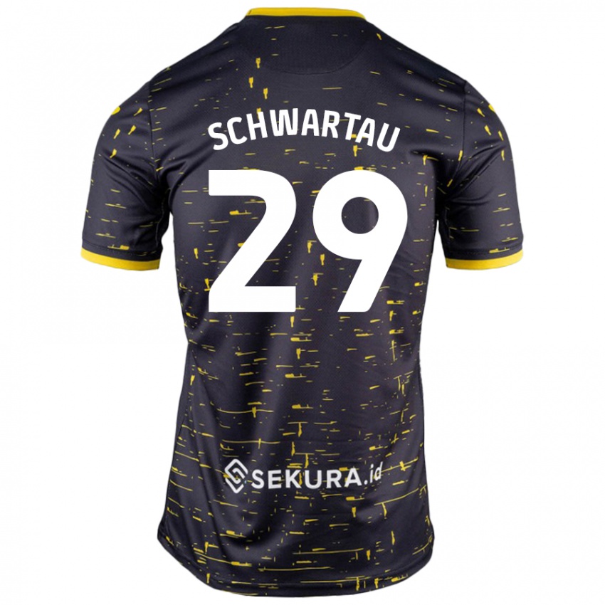 Kinderen Oscar Schwartau #29 Zwart Geel Uitshirt Uittenue 2024/25 T-Shirt