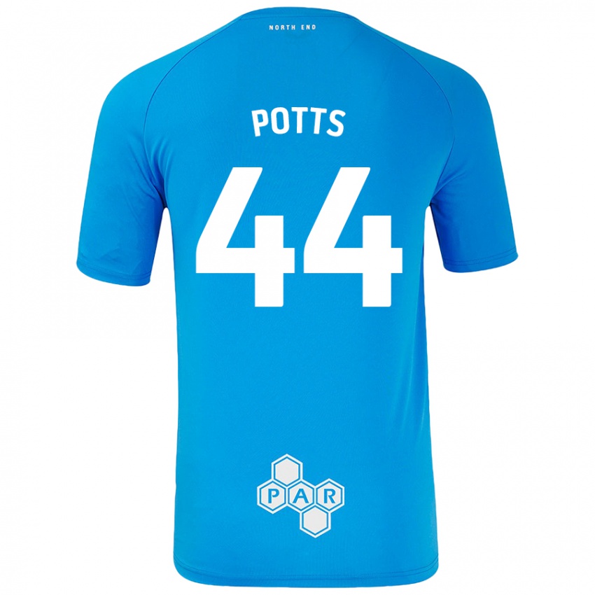 Kinderen Brad Potts #44 Hemelsblauw Uitshirt Uittenue 2024/25 T-Shirt