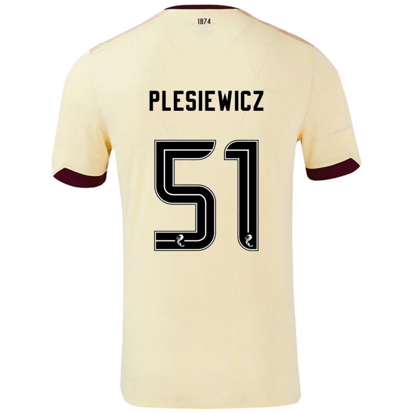 Kinderen Szymon Plesiewicz #51 Crème Bordeauxrood Uitshirt Uittenue 2024/25 T-Shirt