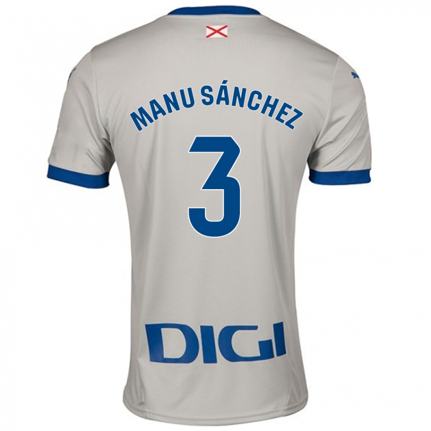 Kinderen Manu Sanchez #3 Lichtgrijs Uitshirt Uittenue 2024/25 T-Shirt