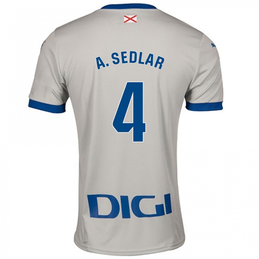 Kinderen Aleksandar Sedlar #4 Lichtgrijs Uitshirt Uittenue 2024/25 T-Shirt