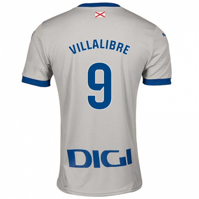 Kinderen Asier Villalibre #9 Lichtgrijs Uitshirt Uittenue 2024/25 T-Shirt