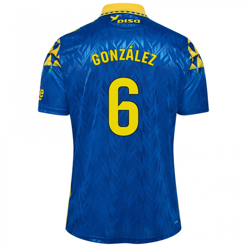 Kinderen Fabio González #6 Blauw Geel Uitshirt Uittenue 2024/25 T-Shirt