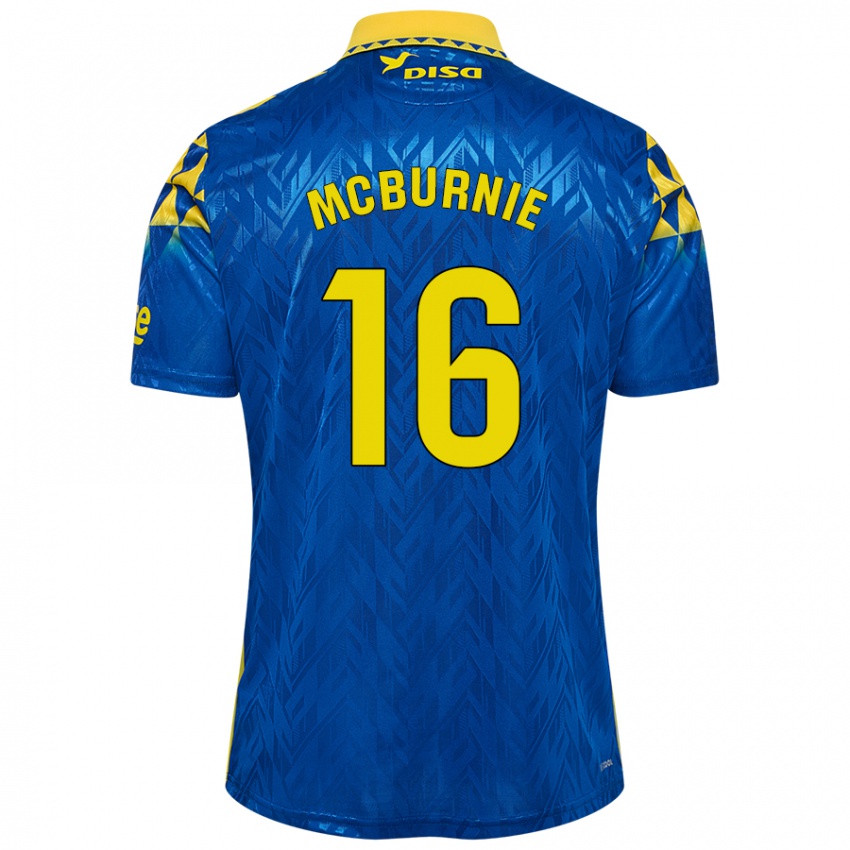 Kinderen Oli Mcburnie #16 Blauw Geel Uitshirt Uittenue 2024/25 T-Shirt