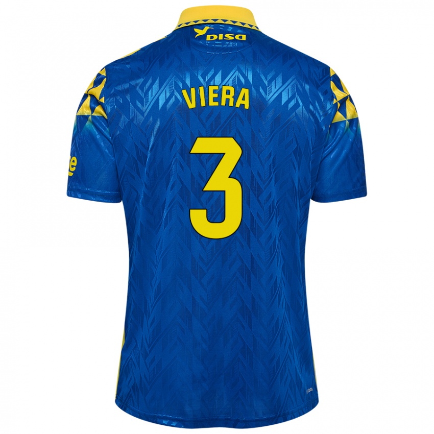 Kinderen Óliver Viera #3 Blauw Geel Uitshirt Uittenue 2024/25 T-Shirt