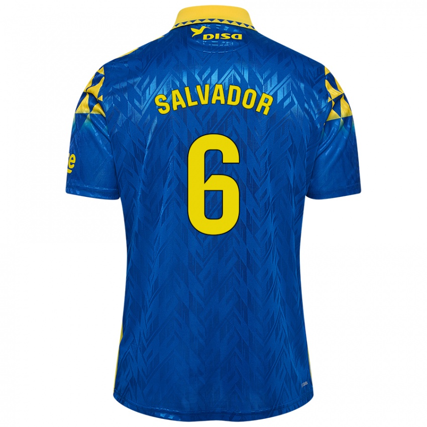 Kinderen Pol Salvador #6 Blauw Geel Uitshirt Uittenue 2024/25 T-Shirt