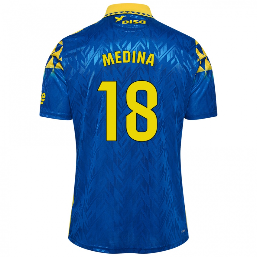 Kinderen Iván Medina #18 Blauw Geel Uitshirt Uittenue 2024/25 T-Shirt