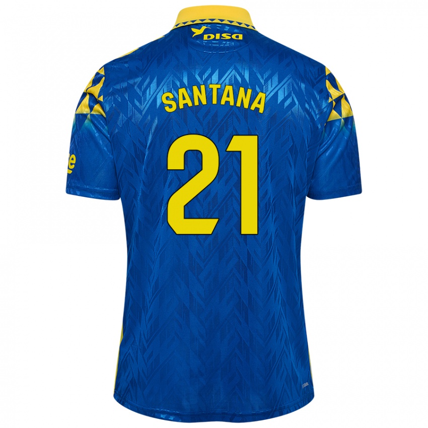 Kinderen Yadam Santana #21 Blauw Geel Uitshirt Uittenue 2024/25 T-Shirt