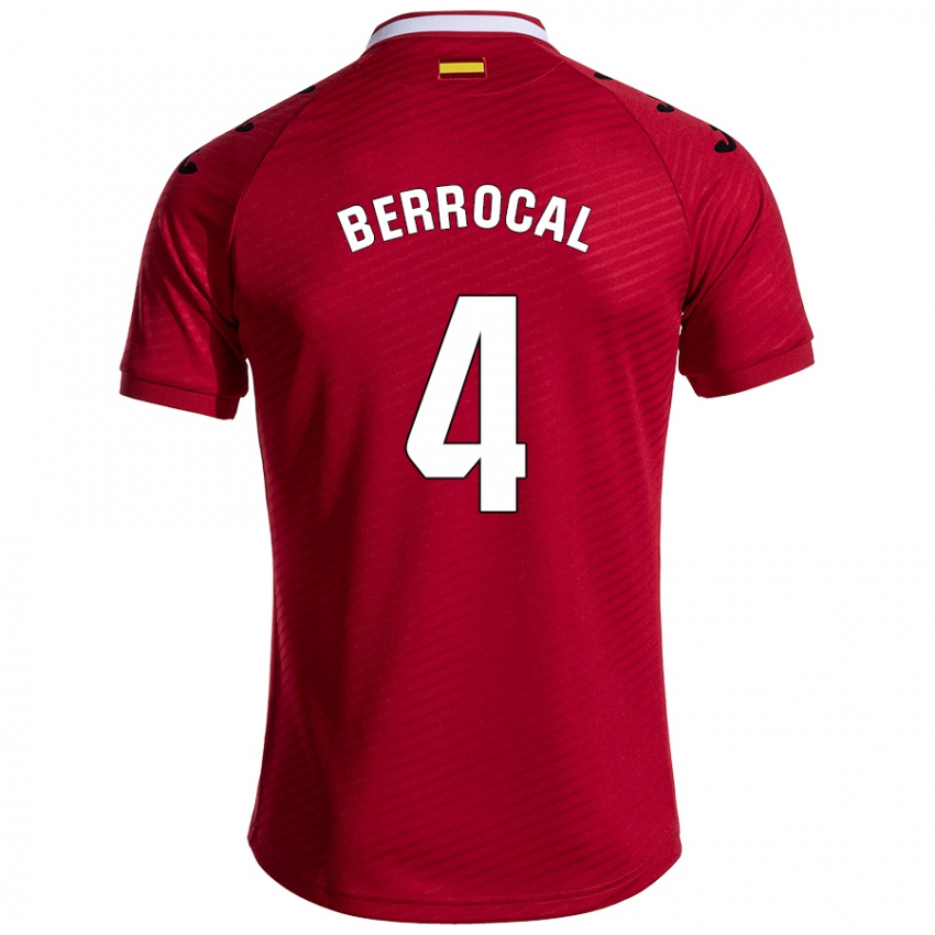 Kinderen Juan Berrocal #4 Donkerrood Uitshirt Uittenue 2024/25 T-Shirt