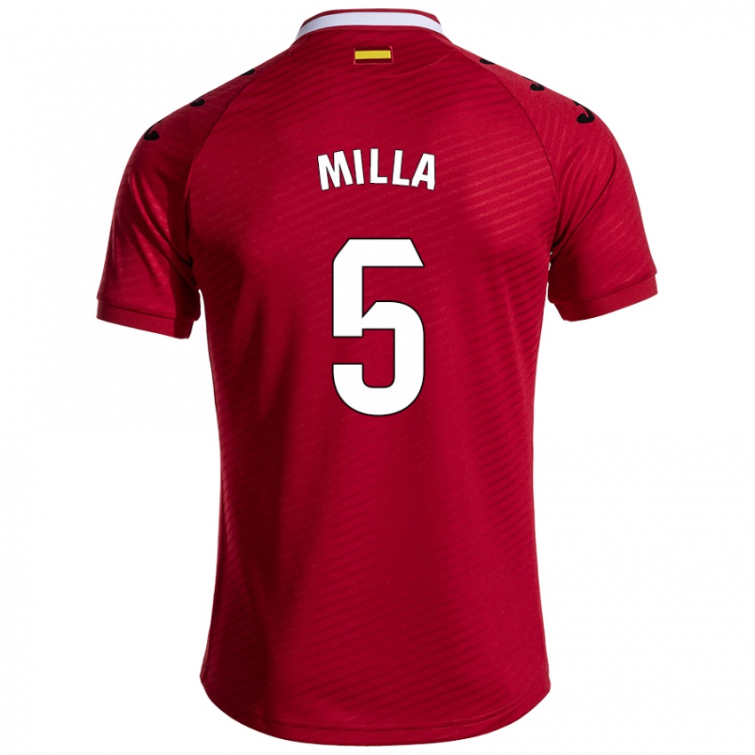 Kinderen Luis Milla #5 Donkerrood Uitshirt Uittenue 2024/25 T-Shirt