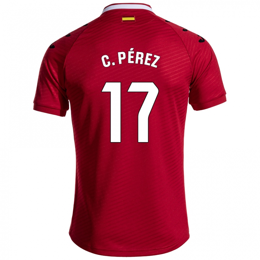 Kinderen Carles Pérez #17 Donkerrood Uitshirt Uittenue 2024/25 T-Shirt