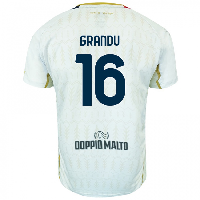 Kinderen Nicola Grandu #16 Wit Uitshirt Uittenue 2024/25 T-Shirt