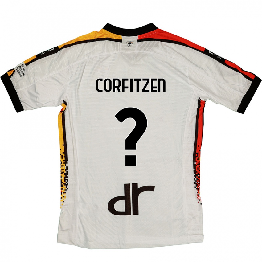 Kinderen Jeppe Corfitzen #0 Wit Zwart Uitshirt Uittenue 2024/25 T-Shirt