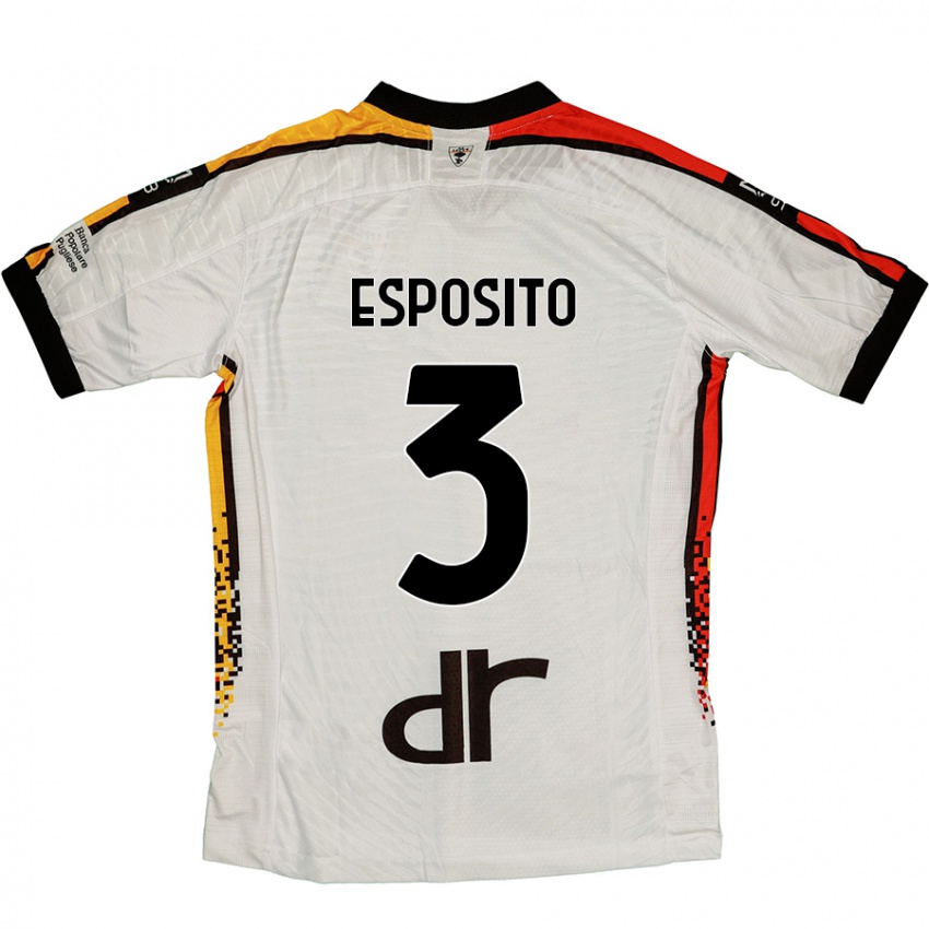 Kinderen Sebastian Esposito #3 Wit Zwart Uitshirt Uittenue 2024/25 T-Shirt