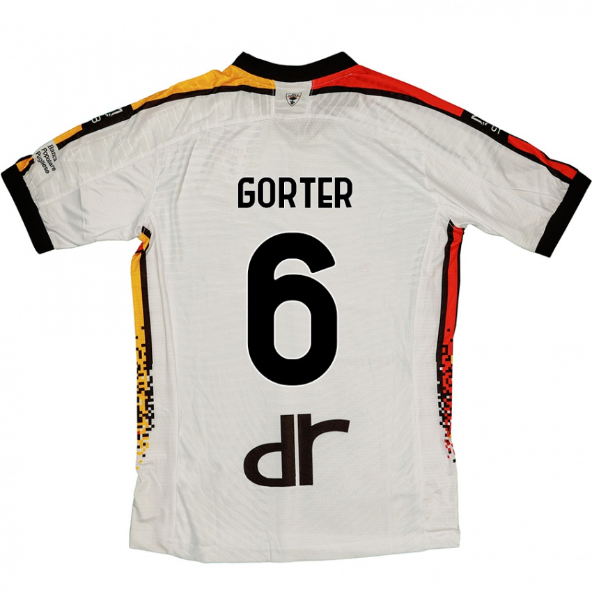 Kinderen Olaf Gorter #6 Wit Zwart Uitshirt Uittenue 2024/25 T-Shirt