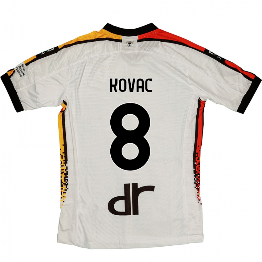 Kinderen Niko Kovac #8 Wit Zwart Uitshirt Uittenue 2024/25 T-Shirt