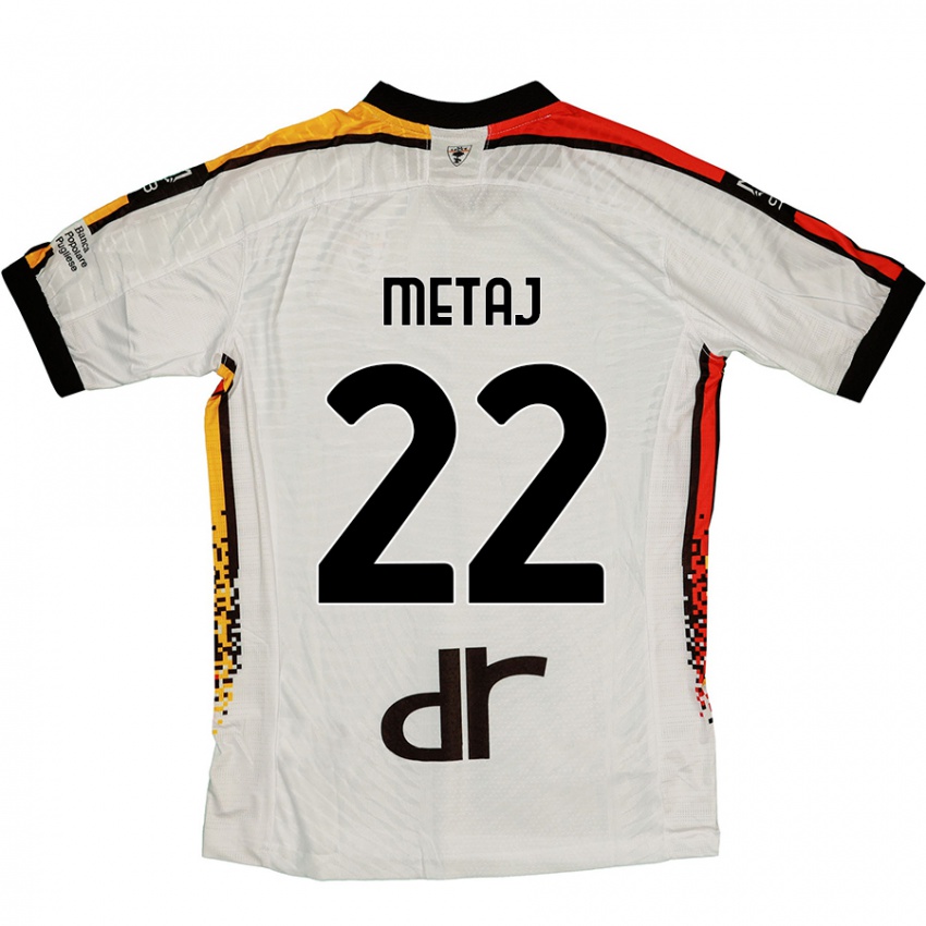 Kinderen Dejvi Metaj #22 Wit Zwart Uitshirt Uittenue 2024/25 T-Shirt