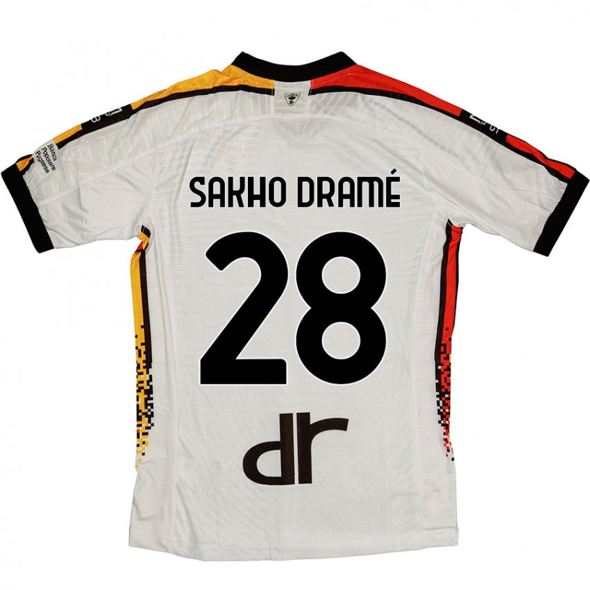 Kinderen Samba Sakho Dramé #28 Wit Zwart Uitshirt Uittenue 2024/25 T-Shirt