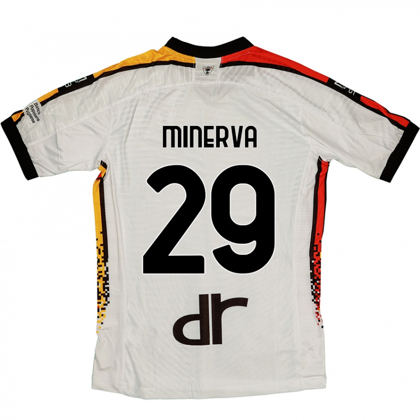 Kinderen Francesco Minerva #29 Wit Zwart Uitshirt Uittenue 2024/25 T-Shirt