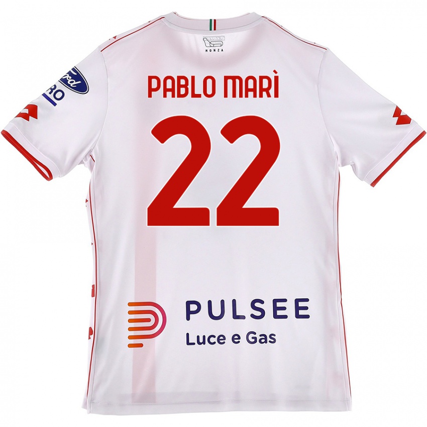 Kinderen Pablo Marí #22 Wit Rood Uitshirt Uittenue 2024/25 T-Shirt